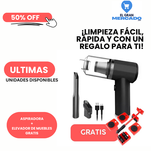 Aspiradora De Mano Inalambrica + GRATIS Base Elevadora de Objetos
